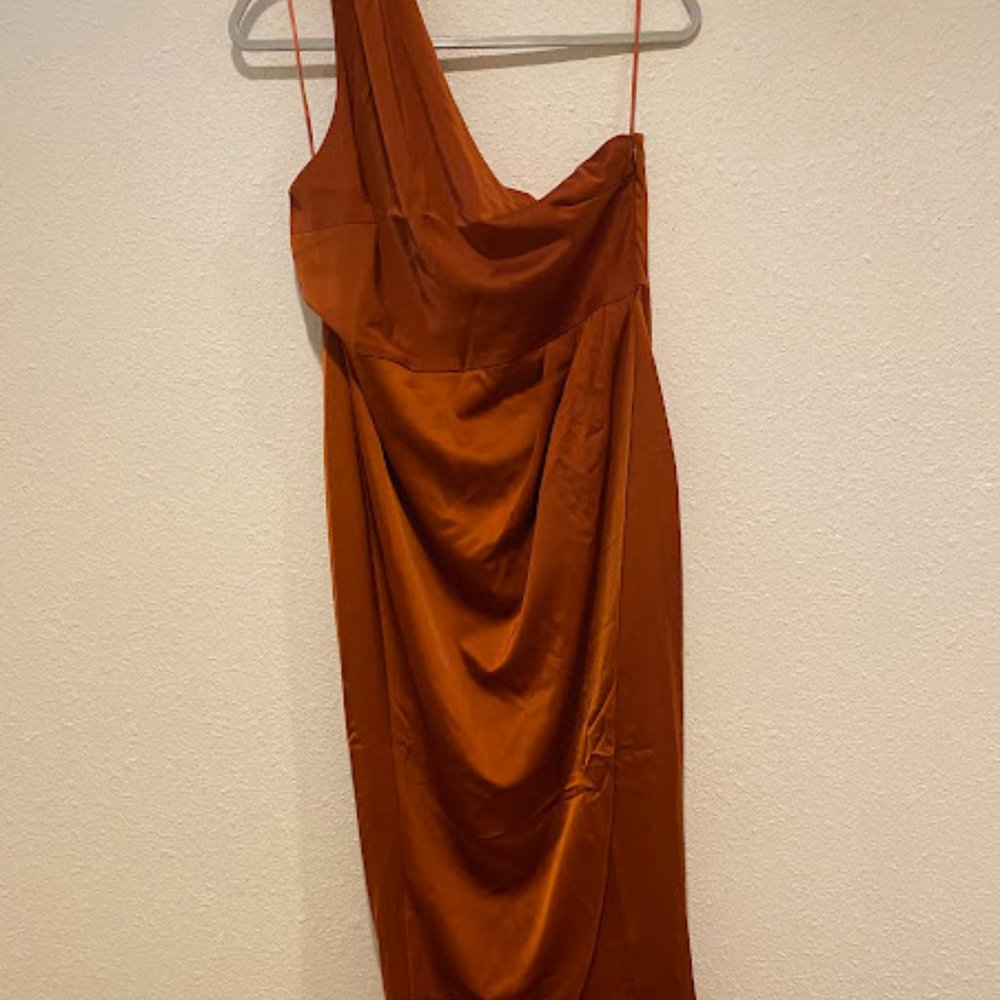 Showpo One Shoulder Dress in Rich Orange